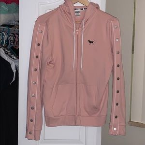 PINK BUTTON SIDE HOODIE